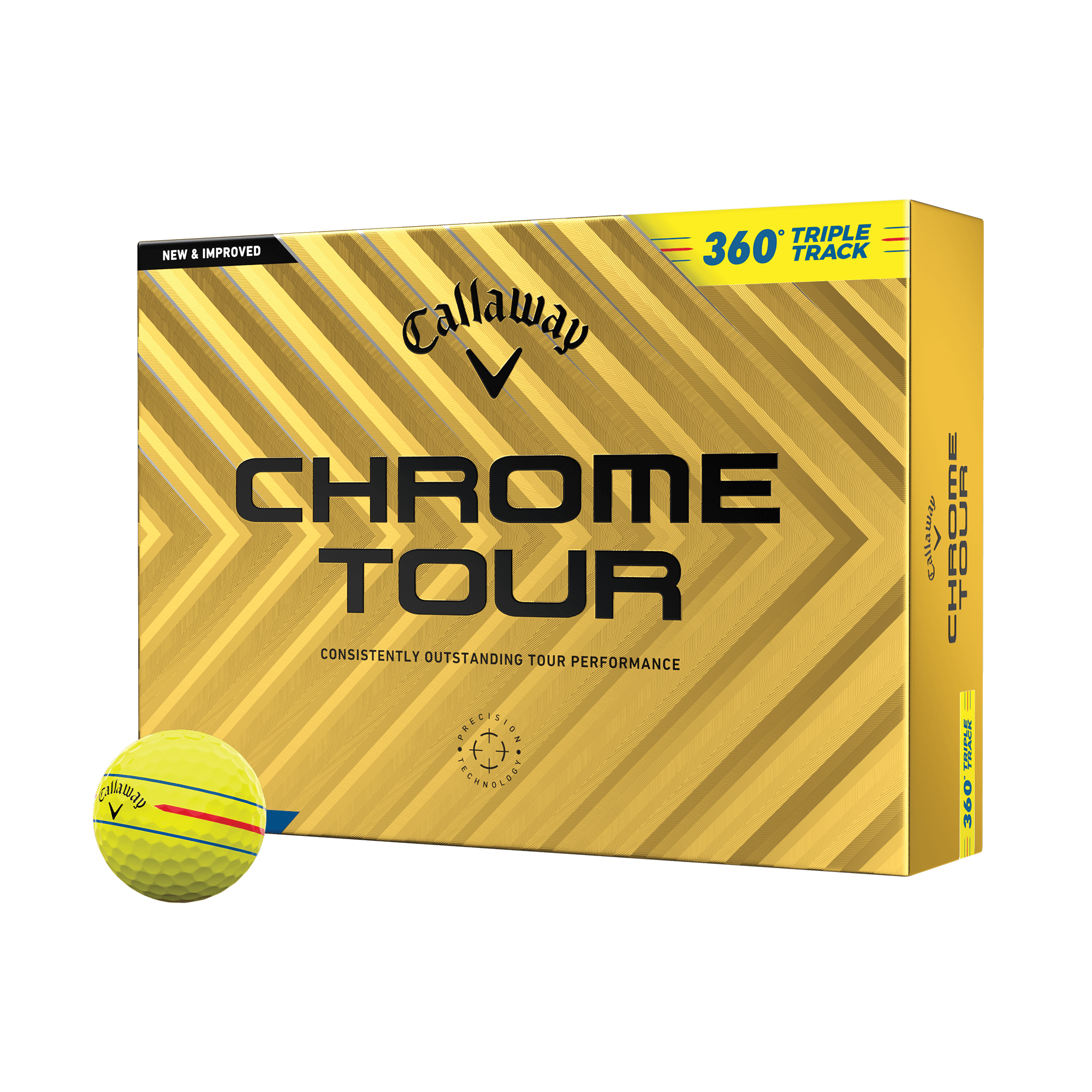 Chrome Tour 360 Triple Track Yellow Golfbälle